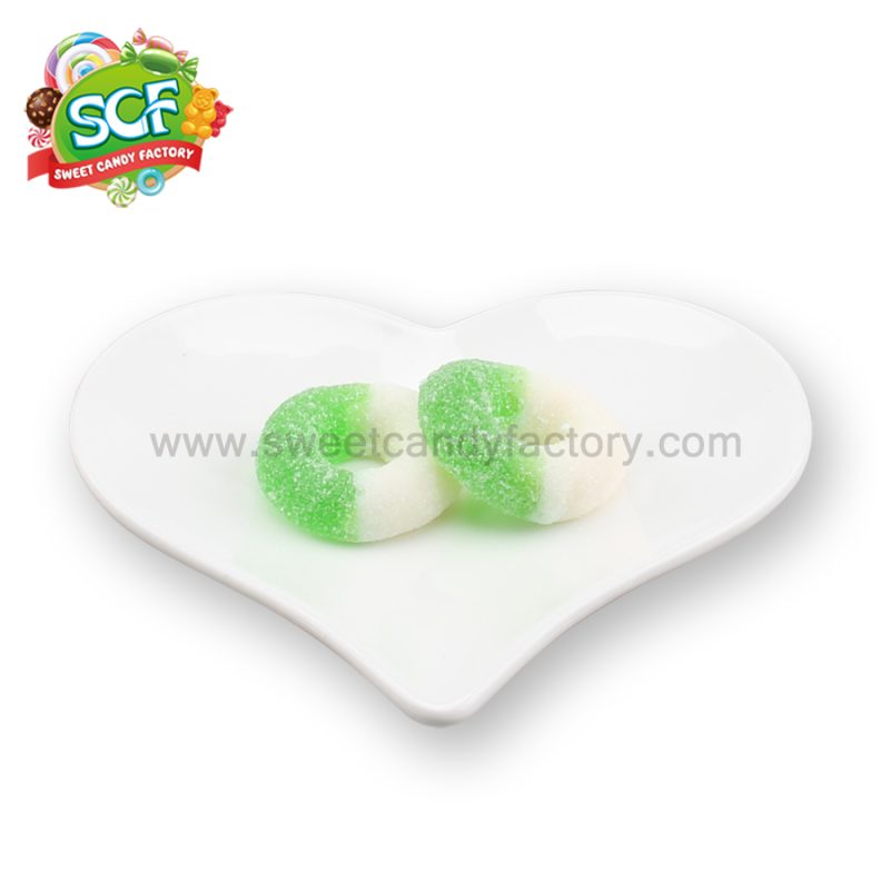 Wholesales green apple sour and sweet flavor ring shape gummy
