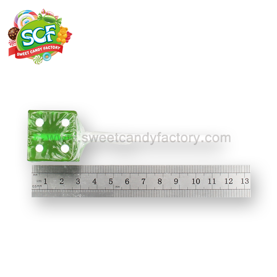 Colorful gourmet dice lollipop with display box produced by candy factory-sweetcandyfactory