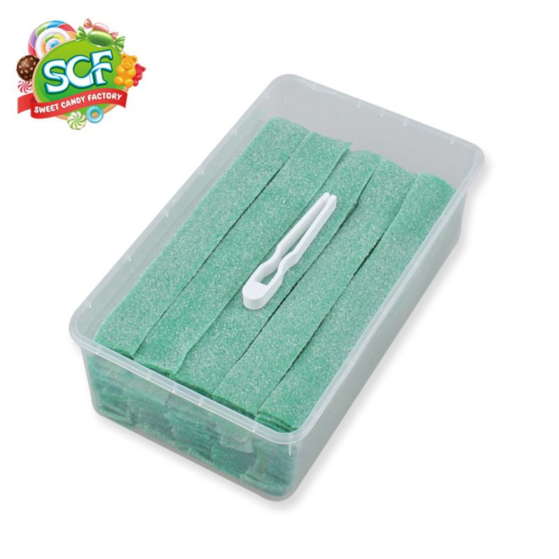 Green apple flavor sour belts box packaging from China candy supplier