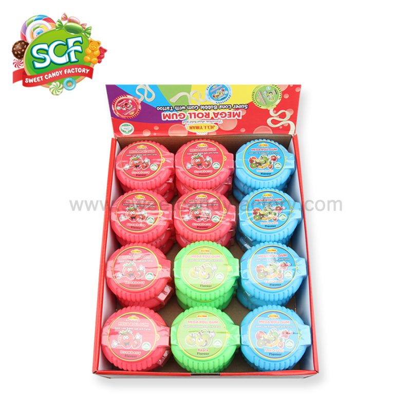 Fruit flavor cheap wholesales chewing bubble gum roll packed by box