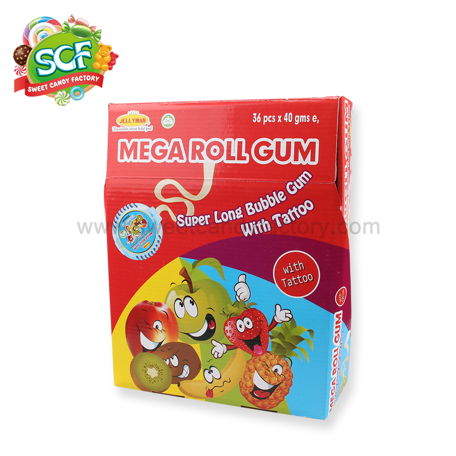 Fruit flavor cheap wholesales chewing bubble gum roll packed by box-sweetcandyfactory
