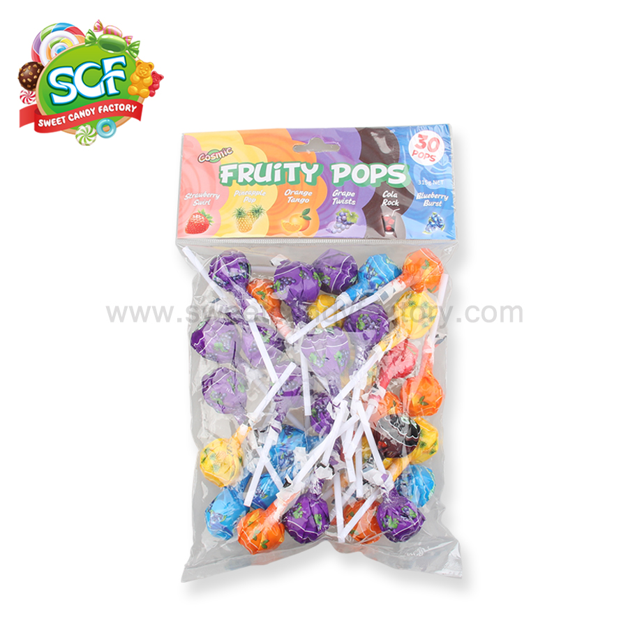 Hot sales multi color Fruity lollipop with fruit juice inside-sweetcandyfactory