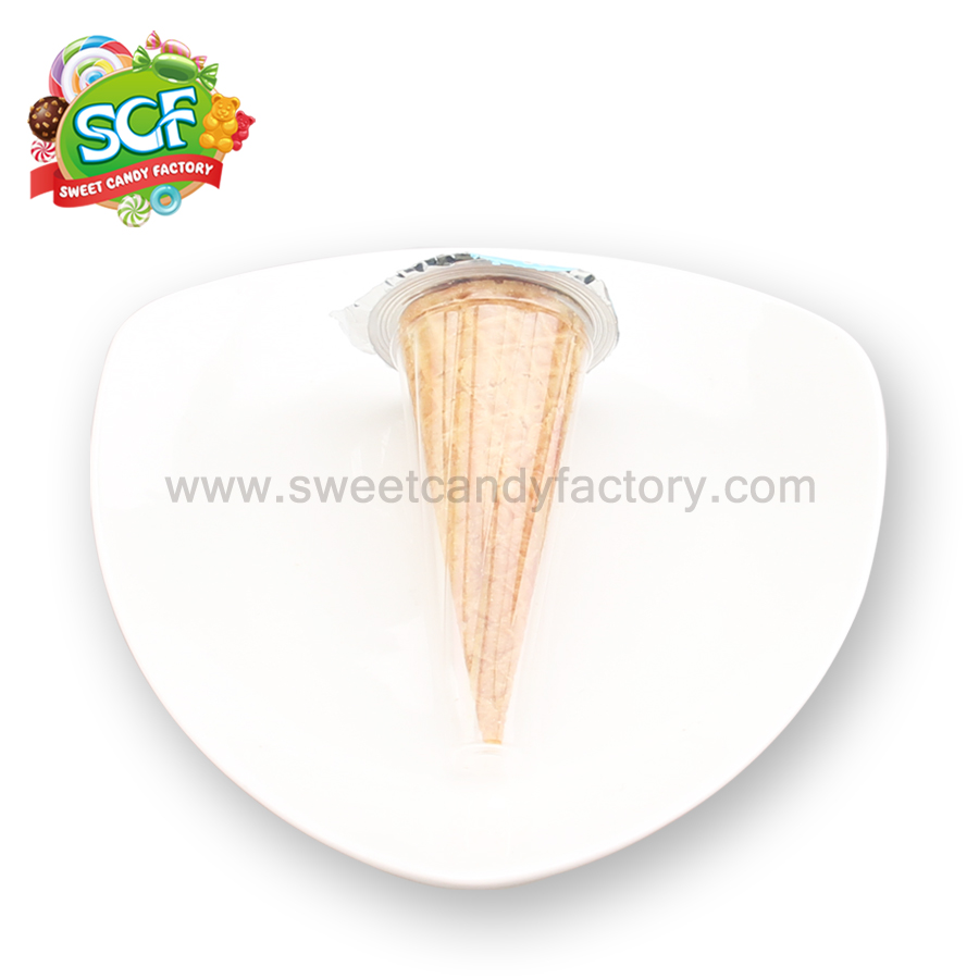 Ice cream cone shape wafer with crispy biscuit and chocolate jam inside-sweetcandyfactory