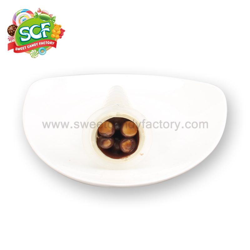 Ice cream cone shape wafer with crispy biscuit and chocolate jam inside - Image 4