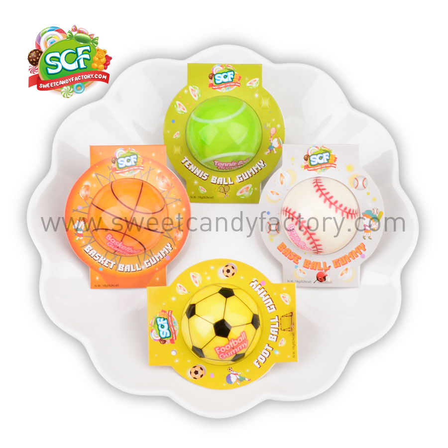 Bulk private label sports ball gummy from China candy factory with fruit jam inside-sweetcandyfactory