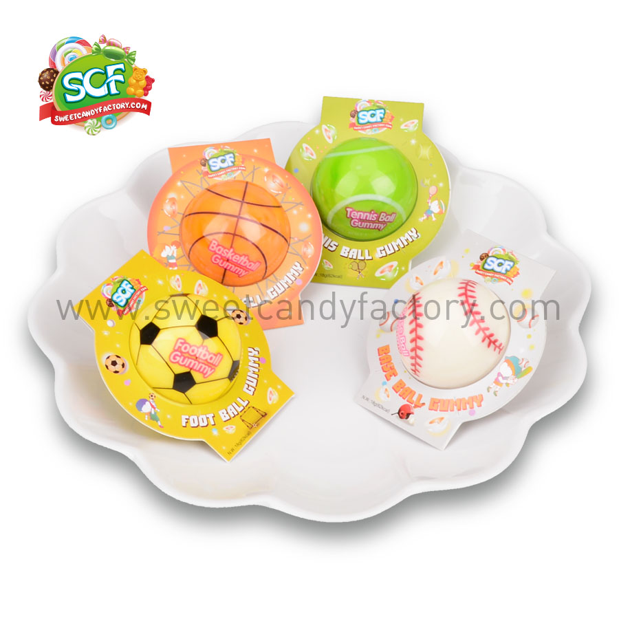 Bulk private label sports ball gummy from China candy factory with fruit jam inside-sweetcandyfactory