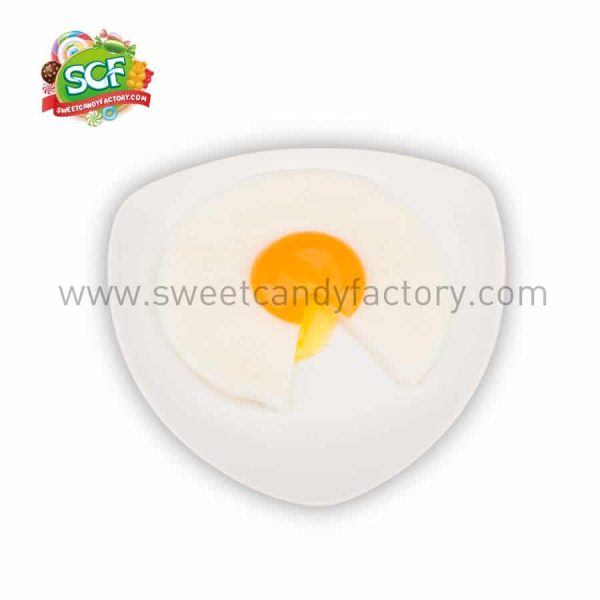 Giant halal fried egg gummy with fruit jam inside sweetcandyfactory