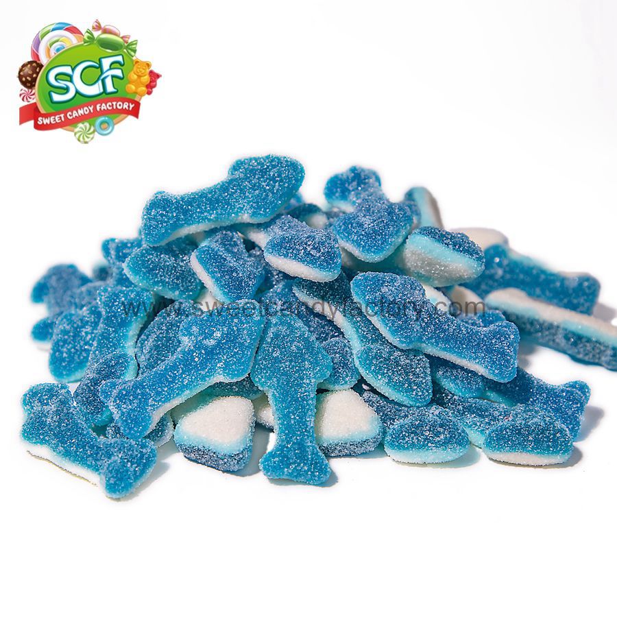 Animal blue and white shark shaped gummy candy