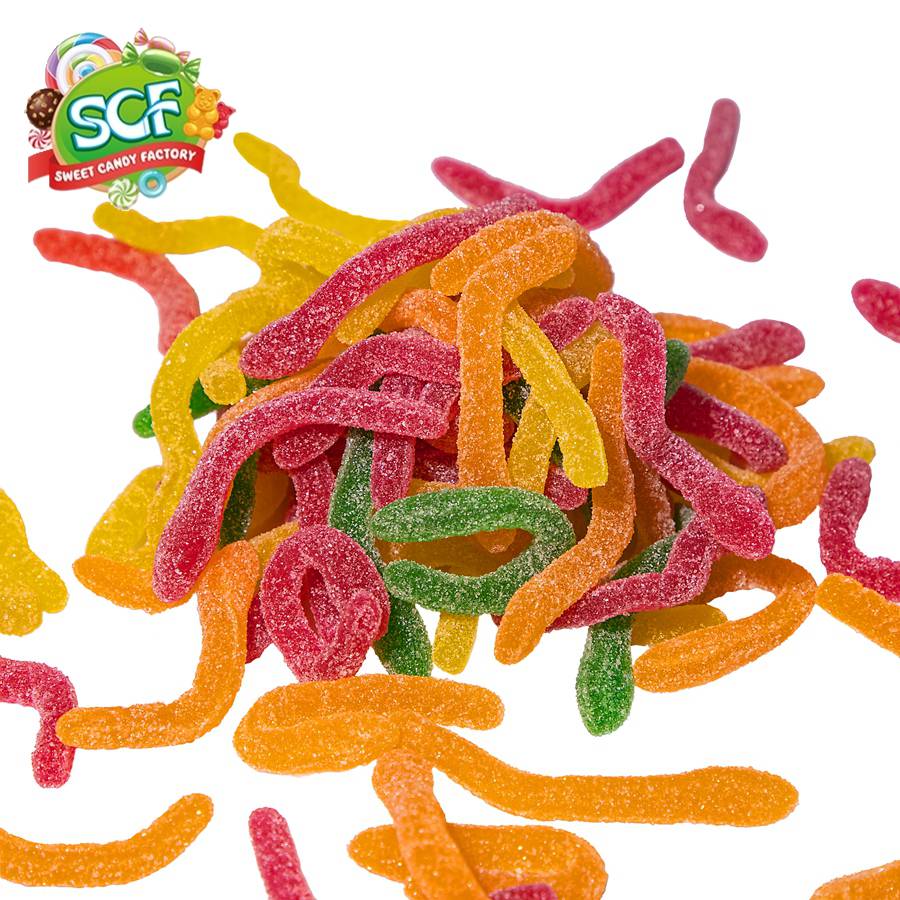 Fruit flavor colors stick gummy candy with coated sugar