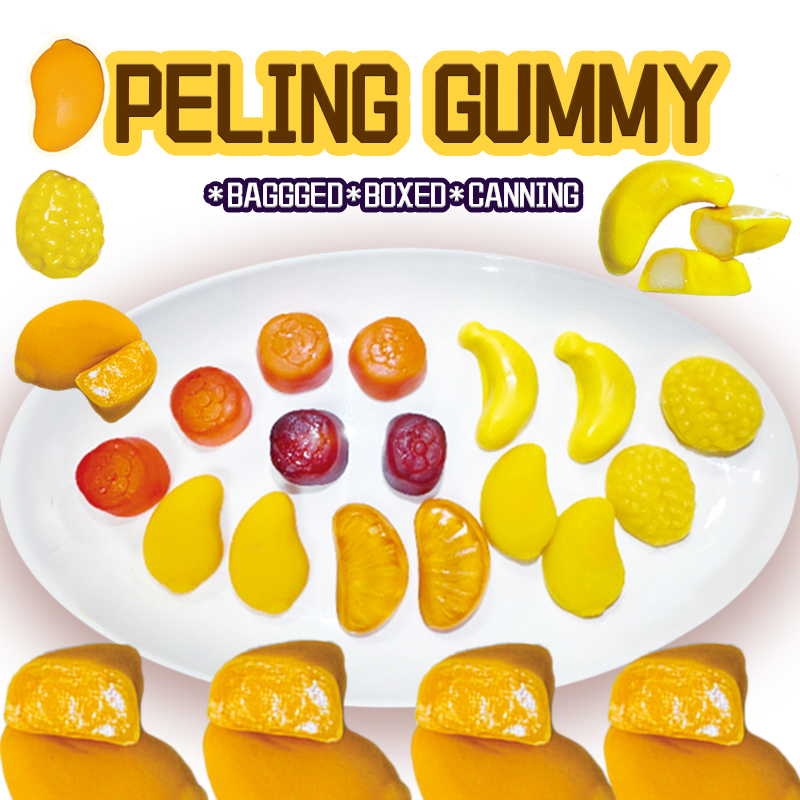 Hot Sale Fruit Shaped Peelable Soft Candy Peeling Mango Banana Gummy Candy