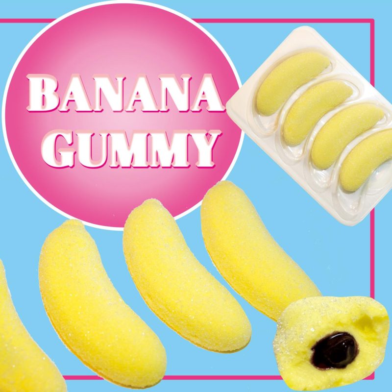 Hot Sale Fruity Flavor Fruit Chocolate Jam Banana Shape Soft Marshmallow Gummy Candy