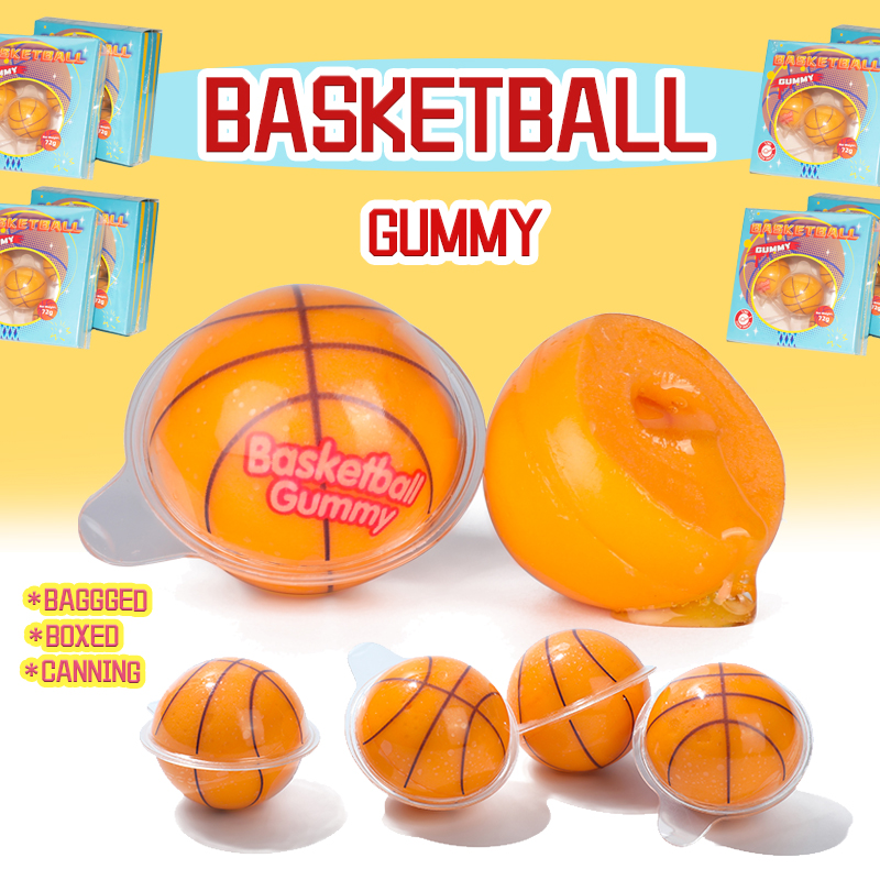 3D Sport Ball Bulk Basketball Gummy From China Candy Factory With Fruit Jam Inside