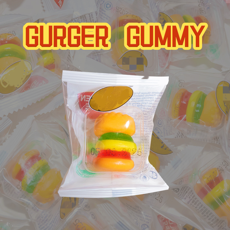 HALAL Hot Sale Customize Fast Food Mini Burger Fruity Flavor Hamburger Gummy Candy