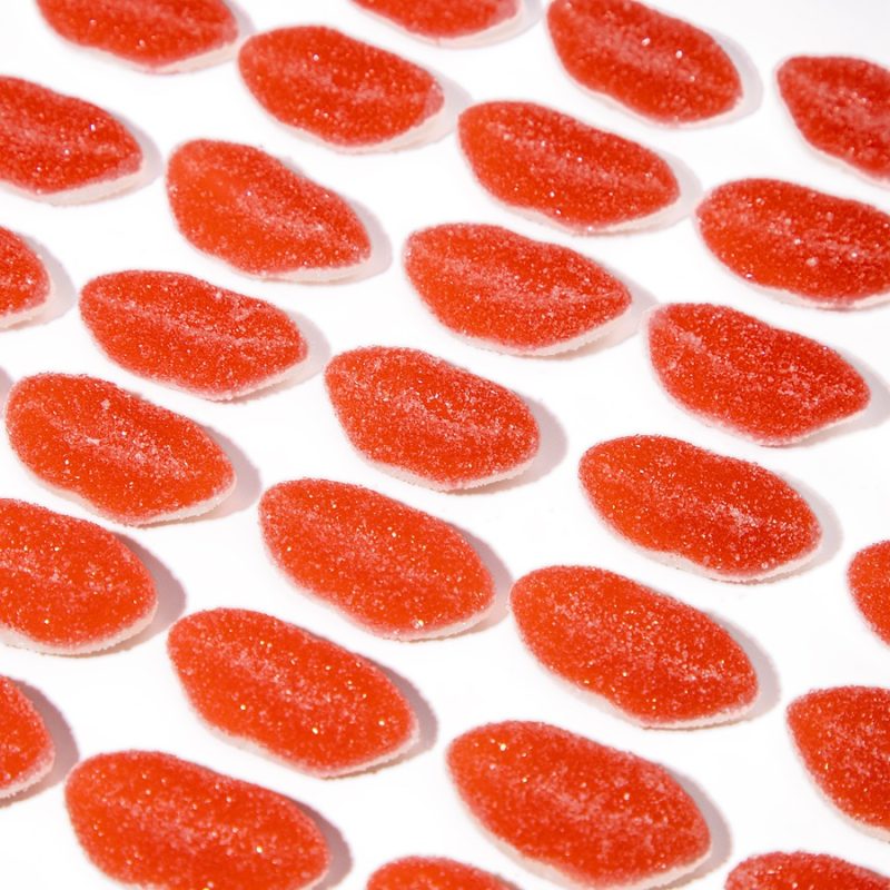 Customize Sugar Coated Fruity Flavor Red Lip Shape Soft Gummy Candy