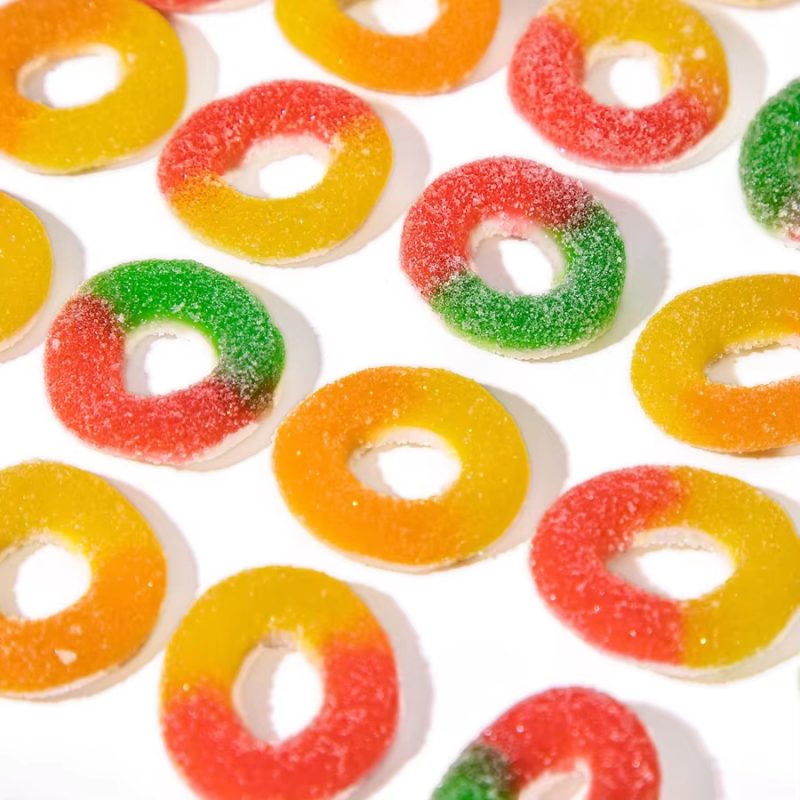 Customize Sugar Coated Fruity Flavor Circle Multicolored Ring Soft Gummy Candy