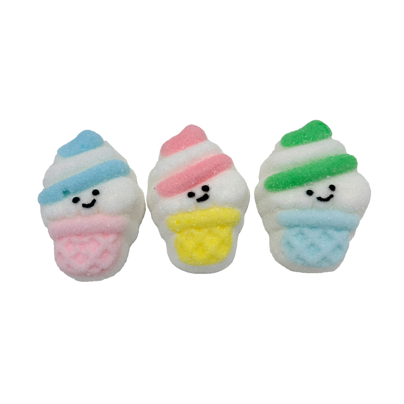 Customize Shape Halal Jelly Candies Sweet Soft Gelatin Vanilla 3D Ice Cream Shape Marshmallow-sweetcandyfactory