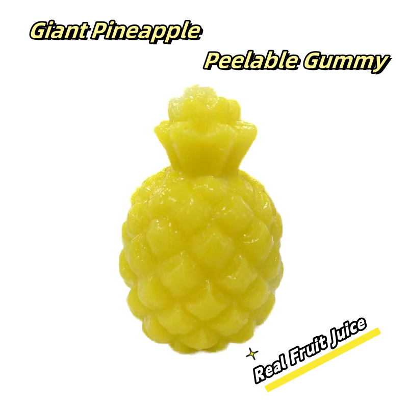 3D Giant Peelable Fruit Flavor With Real Fruit Juice Peeling Big Size Pineapple Shaped Big Peeled Gummy Candy