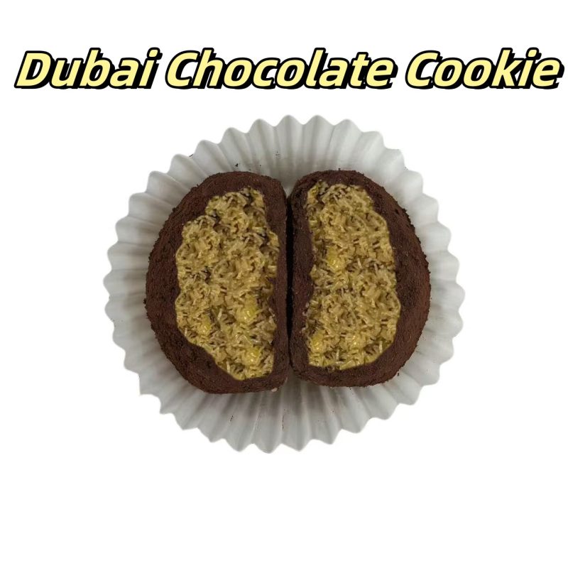 Wholesale Dubai Chocolate Chewy Cookies Kadayif Marshmallow With Pistachio Jam Chewy Cookies