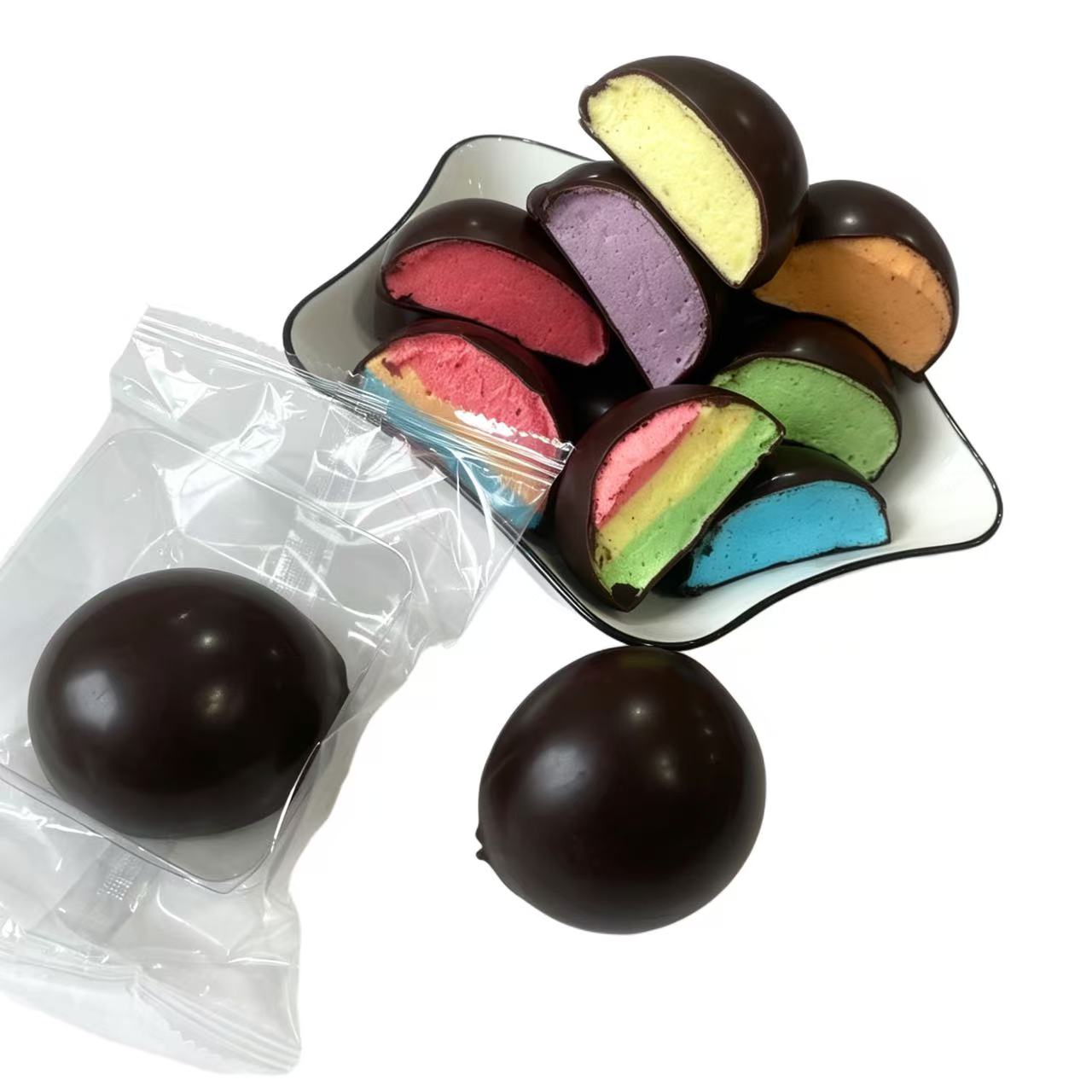 Hot Sales Mystery Choco Marshmallow Gummy Candy Soft Sweet Rainbow Color Chocolate Marshmallow-sweetcandyfactory