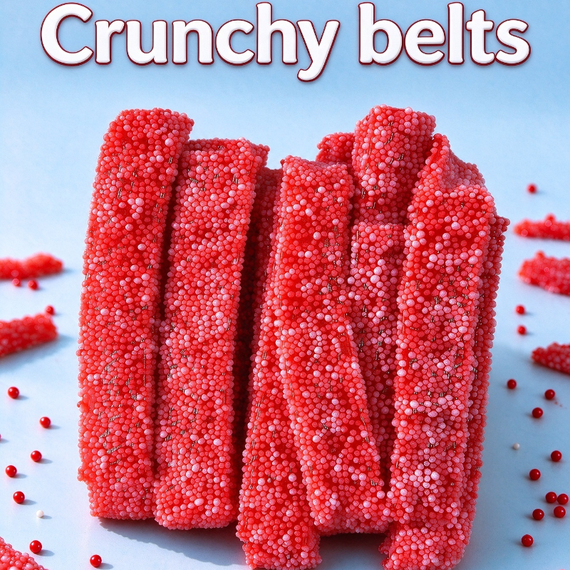 Crunchy Belts Sour Burst Gummy Belts, Non-Pareils Beaded Chewy Sour Fruit Candy Strips OEM ODM