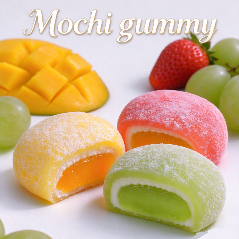 Hot Sales Japanese Cakes Mochi with Rice Flour Mochiko Gummy Candy in Box with Custom Packaging